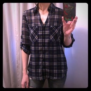Express | Blue Plaid Sheer Portofino